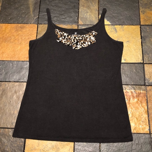 New York & Company Tops - New York & Company Black Embellished Tank sz L